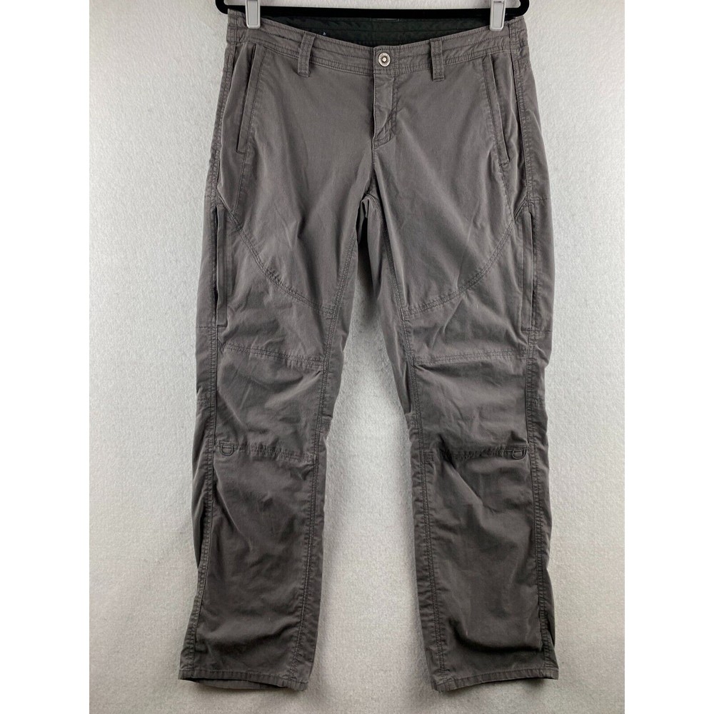 Kuhl Legendary Pants Womens 10 Short Gray Hiking Pants Drawstring Waist Rip-Stop